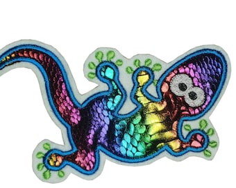 Applications Gekko lézard grand patch de couleur arc-en-ciel