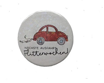 Honeymoon, bride, groom, wedding button 59 cm, magnet, refrigerator magnet, premium magnet, mirror