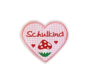 Patch school child toadstool in the shape of a heart