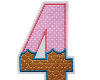 Mermaid Patch Birthday Number 1 - 9 XL