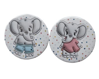 Baby Elephant, Baby Party Button 59 mm, Magnet, Fridge Magnet, Premium Magnet, Mirror, Bottle Opener