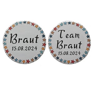 Bride, Team Bride, Wedding Button 59 mm, Magnet, Fridge Magnet, Premium Magnet, Mirror image 1