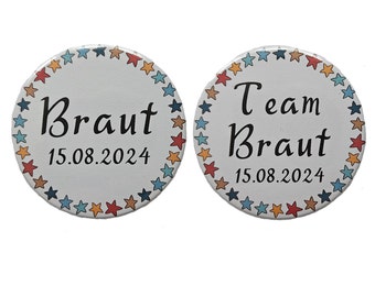 Bride, Team Bride, Wedding Button 59 mm, Magnet, Fridge Magnet, Premium Magnet, Mirror