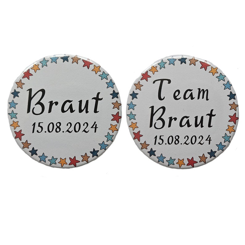 Bride, Team Bride, Wedding Button 59 mm, Magnet, Fridge Magnet, Premium Magnet, Mirror image 1