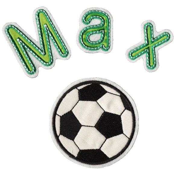 Aufnäher, Applikation Set, Buchstaben mit Fußball