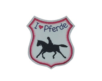 Pferd Button, Ich liebe Pferde, Applikation, Aufnäher