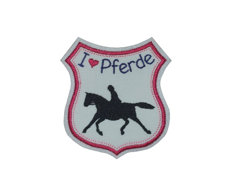 Pferd Button, Ich liebe Pferde, Applikation, Aufnäher Bild 1