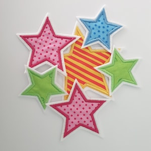 Applications, application, patch star in different colors and sizes