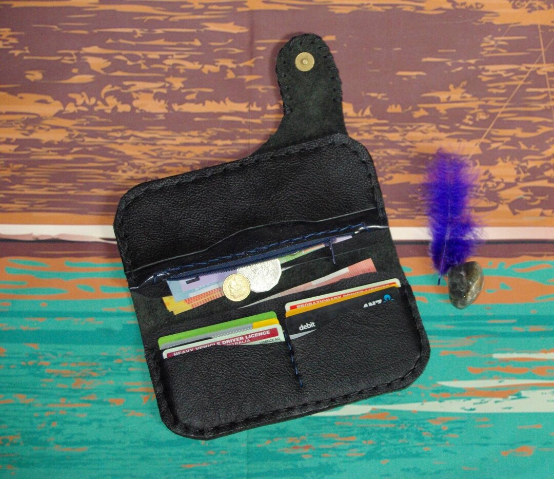 Black Leather Long/biker Wallet New and Recycled Materials Black Leather Long/biker Wallet New and Recycled Materials