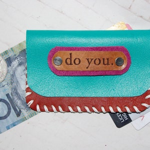 DO YOU Leder Geldbeutel in Aqua und Amber Echtes Neues und recyceltes Leder