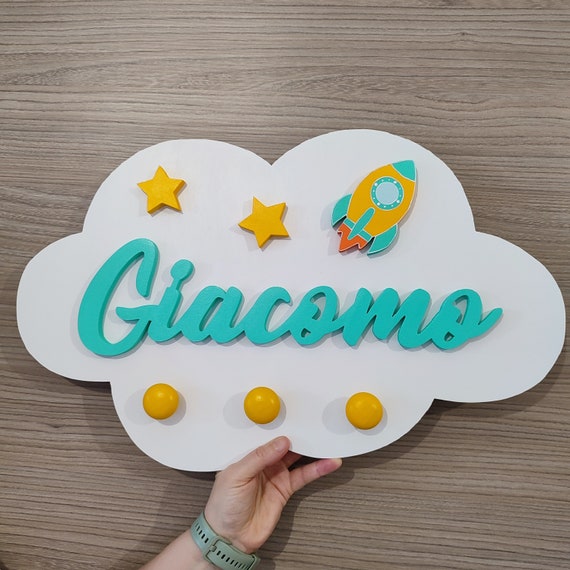 Targa In Legno Con Nome Personalizzabile, Per La Cameretta Dei Bambini, Per Matrimonio, In Legno, Per Porta, Personalizzabile (rosa, Lunghezza 30 Cm - 10