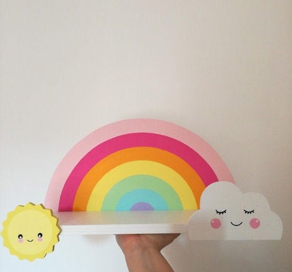 Mensola arcobaleno, Mensola nuvola, mensole cameretta, mensola cameretta  bambini, arcobaleno mensola in legno, cameretta decorazione, -  Italia