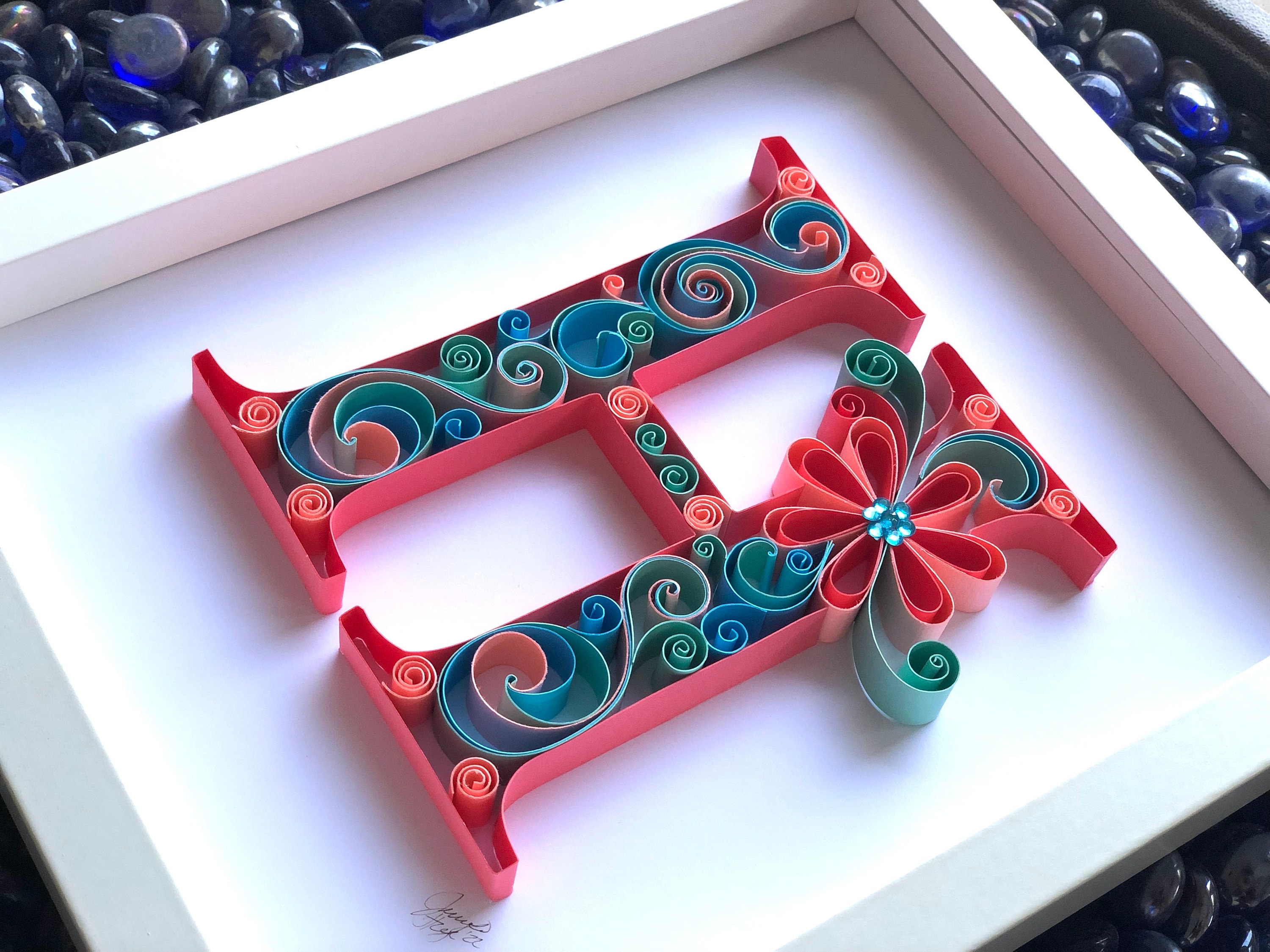 Customized Quilled Paper Craft Initial or Monogram, Personalized Unique Finds or Wall Art, Personalized Initial Birthday Gift