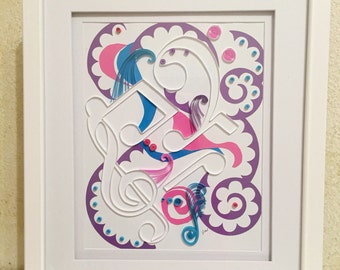 Quilled Music Art: Treble & Bass Clef, Abstract Framed Paper