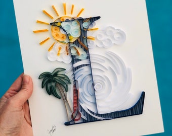 Custom Quilled Monogram: Themed Paper Art, Personalized Nursery Decor (8x10)