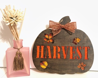 Quilled Paper Art Pumpkin Decoration Wooden Fall or Autumn Decor Wood Sign