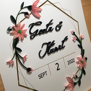 Quilled Wedding Gift for Couple, Wedding Anniversary Gift, Quilled Paper Art, Paper Quilling, Handmade Wedding Gift, 1st Anniversary