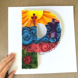 Themed Quilled Paper Art (12x12), Initial or Monogram Customized Quilled Letter, Gift for Him or Her, Handmade Gifts, Birthday Gift Ideas