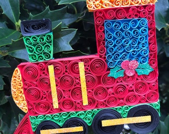 Handmade Quilled Train or Locomotive Ornament