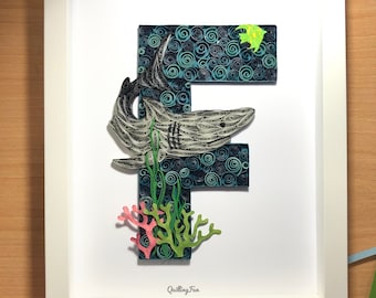 Quilled Monogram Wall Art: Custom Initial, Themed Nursery Decor (8x10)