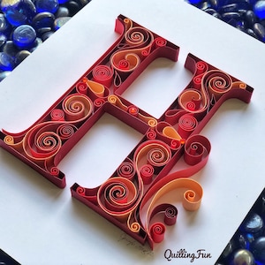 Quilled Monogram Paper Craft, (8x10) Personalized Nursery Decor or Wall Art, Custom Initial Birthday Gift