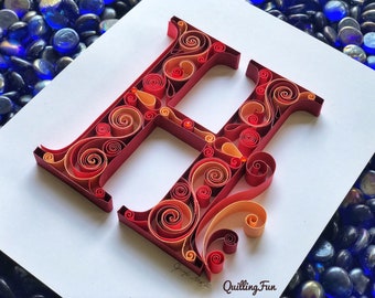 Quilled Monogram Paper Craft, (8x10) Personalized Nursery Decor or Wall Art, Custom Initial Birthday Gift