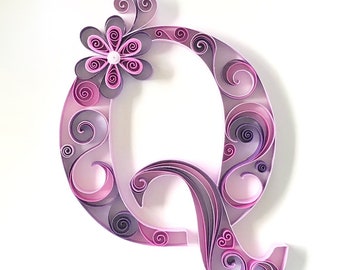 Quilled Monogram Paper Craft, (8x10) Personalized Nursery Decor or Wall Art, Custom Initial Birthday Gift