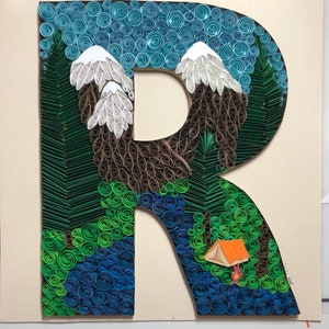 Themed Letter Quilled Paper Art (12x12), Initial or Monogram Customized Quilled Letter, Nursery Decor, Handmade Gifts, Birthday Gift Ideas