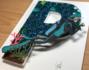 Custom Quilled Initial Monogram: Personalized Papercraft Nursery Decor