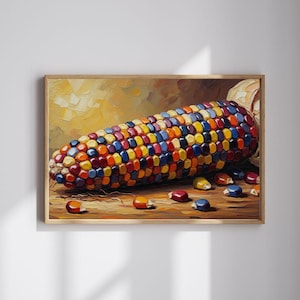 Indian Corn Fall Decor: Textured Harvest Kitchen Art (Digital Download