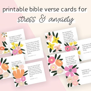 Tarjetas de versículos bíblicos de estrés y ansiedad, imprimibles, descarga digital instantánea, memoria de las Escrituras, tarjetas de memoria