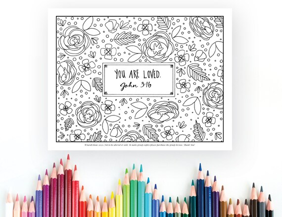 You Are Loved Coloring Page John 3:16 Printable Instant | Etsy