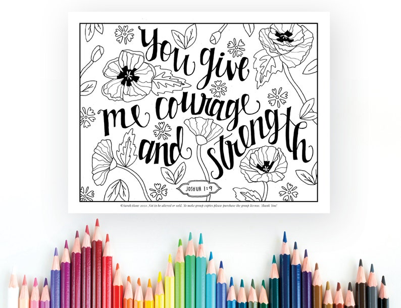 Download Courage and Strength Coloring Page Joshua 1:9 Printable | Etsy