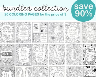 Bundled Coloring Collection | 20 Printable Bible Verse Coloring Pages | Instant Digital Download