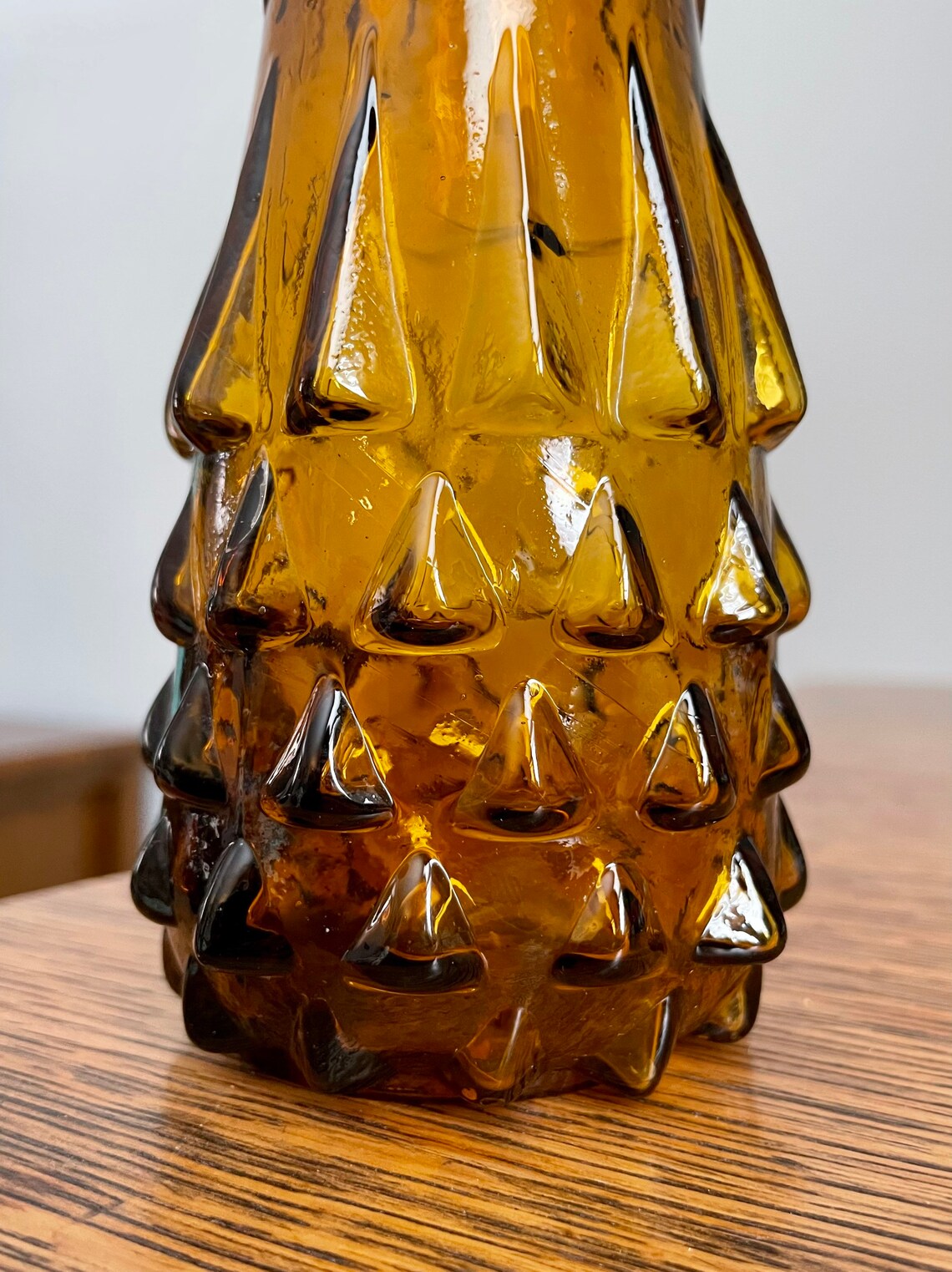 Swung Vase Mid Century Decor Unique Glass Art Amber Stretch Etsy