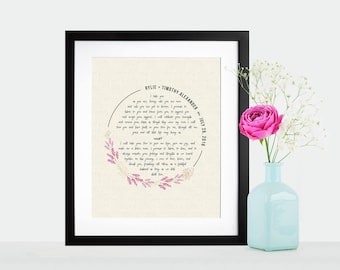 Printable Wedding Vows, First Anniversary, Paper Anniversary Gift, Valentines Day Gift, Calligraphy Wedding Vows, Instant Download