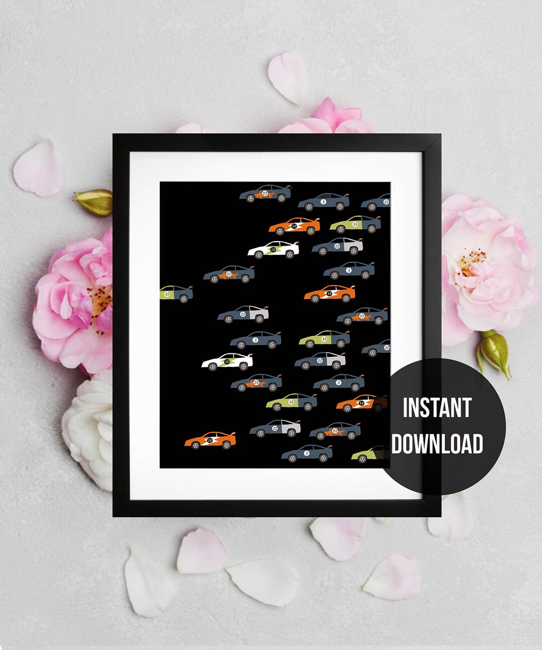 Race Car Nursery Art, Nursery Print, Instant Download, Nursery Decor