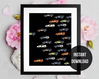 Race Car Nursery Art, Nursery Print, Instant Download, Nursery Decor, Playroom Decor, Boys Car Poster, Race Car Poster, Hotwheels