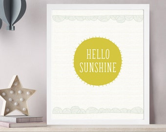 Hello Sunshine, Baby Room Print, Kids Room Art, Instant Download Kids Art, Kids Decor, Boys Room, Girls Room, Nursery Decor, Nursery Poster