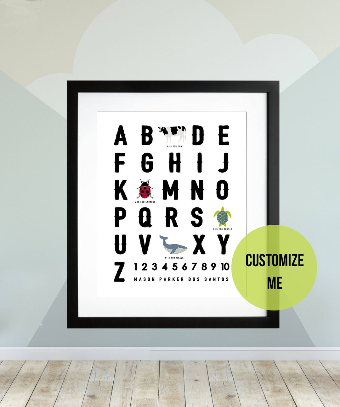 Custom ABC Poster, Printable, Animal ABC Art, Alphabet Artwork ...