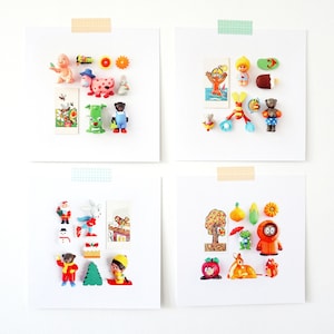 Carte de vœux, anniversaire, faire-part naissance – Imagier 4 saisons Printemps Été Automne Hiver – Décoration affiche chambre enfant
