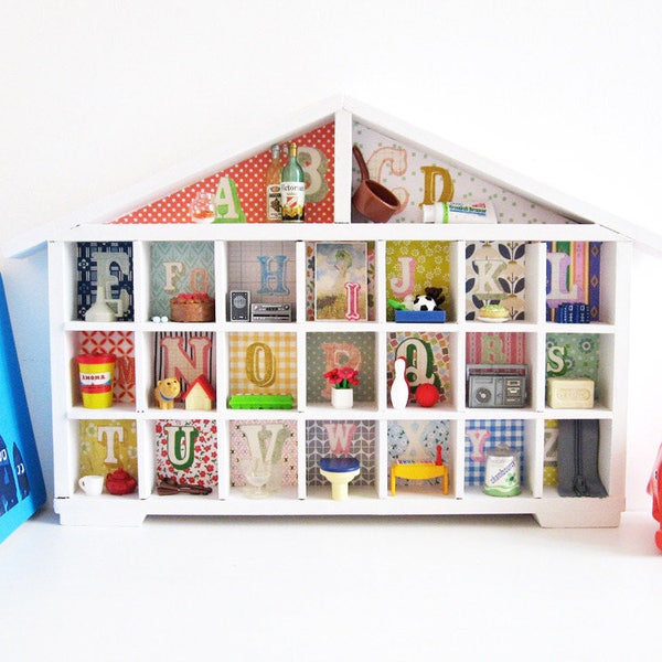 ABC in volume theme decor - nursery decor - shelf figurines - Christmas gift - child Diorama