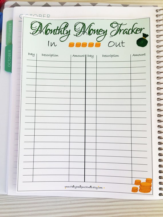 monthly money tracker planner stickers etsy money traker