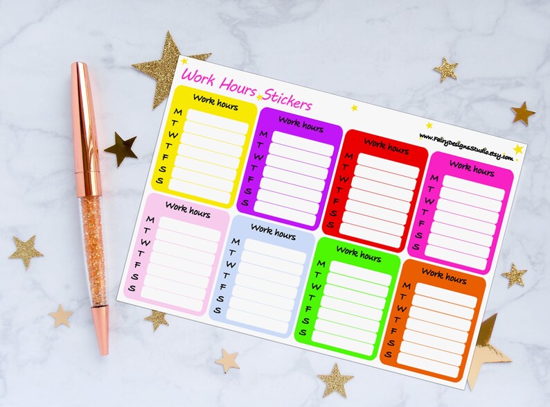 Work Hours Planner Stickers Etsy