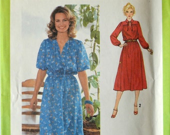 Uncut 1970s Simplicity Vintage Sewing Pattern 9062, Size 12; Misses' Pullover Dress