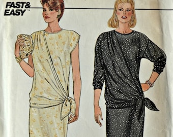 1980s Butterick Vintage Sewing Pattern 6688, Size 14; Misses' Dress