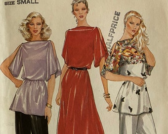 Uncut 1980s Butterick Vintage Sewing Pattern 3553, Size S; Misses' Dress, Tunic, and Pants