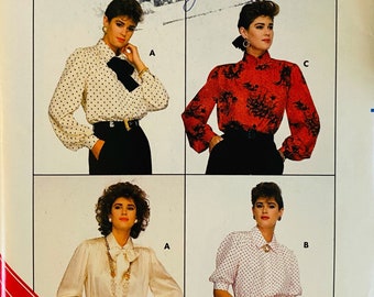 Uncut 1980s Butterick Vintage Sewing Pattern 4037, Size 12-14-16; Misses' Blouse