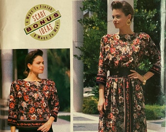 Uncut 1980s Butterick Vintage Sewing Pattern 4221, Size 6-24; Misses' Top, Skirt, Jacket, and Scarf