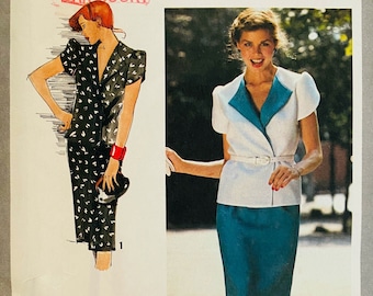 Uncut 1980s Simplicity Vintage Sewing Pattern 9372; Size 10; Misses' Two Piece Dress